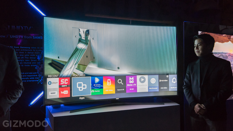 Illustration for article titled Samsung Made a 105-Inch Bendy UHD TV Because Why Wouldn't They